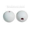 Immagine di Legno di Hinoki Separatori Perline Tondo Bianco di Latte Pittura Circa: 25mm Dia, Foro: Circa 5.4mm, 10 Pz