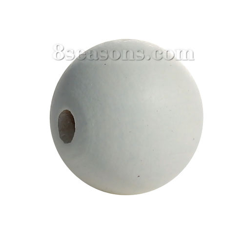 Picture of Hinoki Wood Spacer Beads Round Gray Painting About 25mm Dia, Hole: Approx 4.8mm, 10 PCs