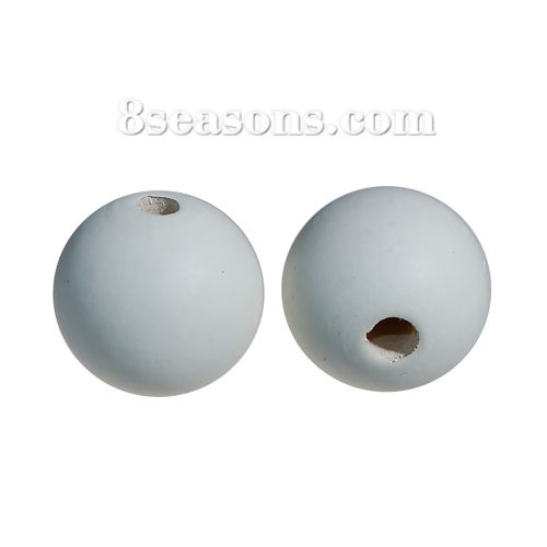 Picture of Hinoki Wood Spacer Beads Round Gray Painting About 25mm Dia, Hole: Approx 4.8mm, 10 PCs