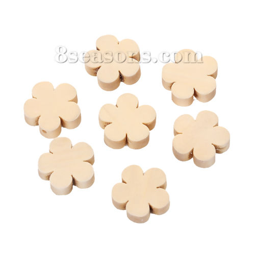 Picture of Natural Wood Spacer Beads Flower 20mm x 20mm, Hole: Approx 2.2mm, 50 PCs