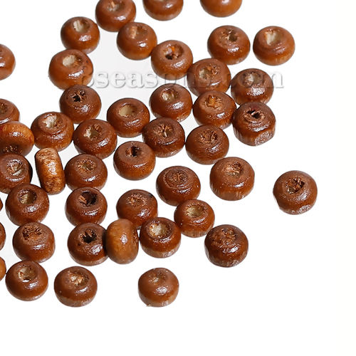 Picture of Hinoki Wood Spacer Beads Round Brown About 4mm Dia, Hole: Approx 1.3mm, 3000 PCs