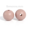 Picture of Hinoki Wood Spacer Beads Round Pale Pinkish Gray Painting About 20mm Dia, Hole: Approx 3.8mm, 30 PCs
