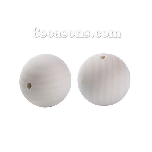 Picture of Natural Hinoki Wood Spacer Beads Round About 43mm Dia, Hole: Approx 5.6mm, 5 PCs