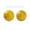 Image de Perles en Bois de Cyprès Rond Jaune Laqué 20mm Dia, Taille de Trou 4.1mm, 50 Pcs