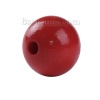 檜木材 ビーズ 円形 赤 ペインティング 約 20mm直径、 穴：約 3.8mm、 50 個 の画像