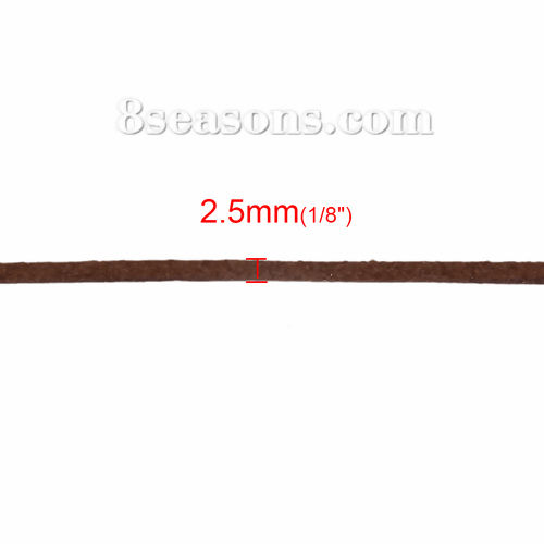 Picture of Faux Suede Velvet Jewelry Thread Cord Coffee 2.5mm( 1/8"), 5 PCs (Approx 5 M/PCs)