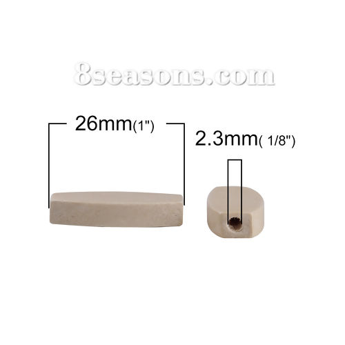 Immagine di Legno Separatori Perline Rettangolo Naturale 26mm x 11mm, Foro: Circa 2.3mm, 50 Pz