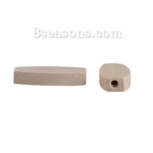 Immagine di Legno Separatori Perline Rettangolo Naturale 26mm x 11mm, Foro: Circa 2.3mm, 50 Pz