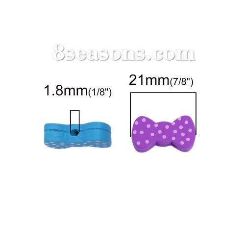 Picture of Wood Spacer Beads Bowknot At Random Mixed Spot 21mm x 11mm, Hole: Approx 1.8mm, 100 PCs