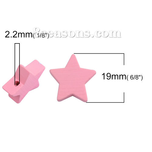 Picture of Wood Spacer Beads Pentagram Star At Random Mixed 19mm x 19mm, Hole: Approx 2.2mm, 100 PCs