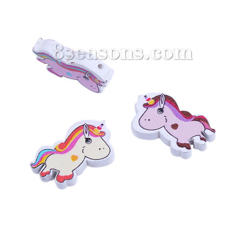 Picture of Wood Spacer Beads Horse At Random Mixed 31mm x 18mm, Hole: Approx 1.8mm, 50 PCs