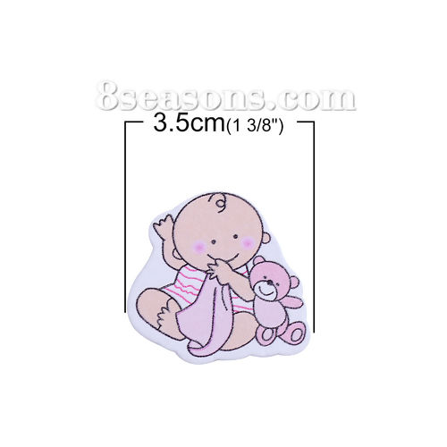 Picture of Wood Spacer Beads Baby Pink Bear 35mm x 33mm, Hole: Approx 1.9mm, 30 PCs