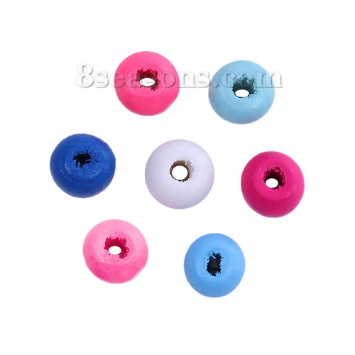 Picture of Wood Spacer Beads Round At Random Mixed About 7mm Dia. - 6mm Dia., Hole: Approx 1.6mm, 2000 PCs