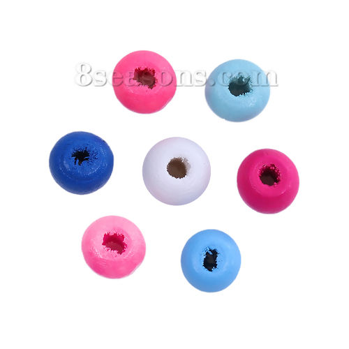 Picture of Wood Spacer Beads Round At Random Mixed About 8mm Dia. - 8mm Dia., Hole: Approx 2.4mm, 1000 PCs