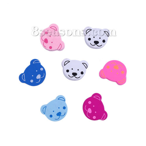 Picture of Wood Spacer Beads Bear Animal At Random Mixed 25mm x 19mm, Hole: Approx 2mm, 50 PCs