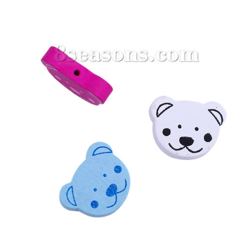 Picture of Wood Spacer Beads Bear Animal At Random Mixed 25mm x 19mm, Hole: Approx 2mm, 50 PCs