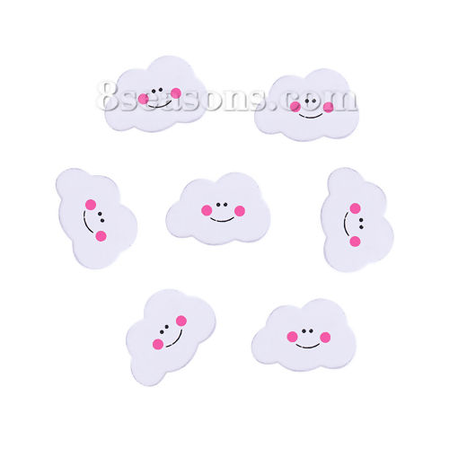 Picture of Wood Spacer Beads Cloud White & Pink Smile 30mm x 20mm, Hole: Approx 1.8mm, 50 PCs