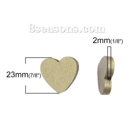 Bild von Holz Perlen Herz Golden ca. 23mm x 21mm, Loch:ca. 2mm, 50 Stück