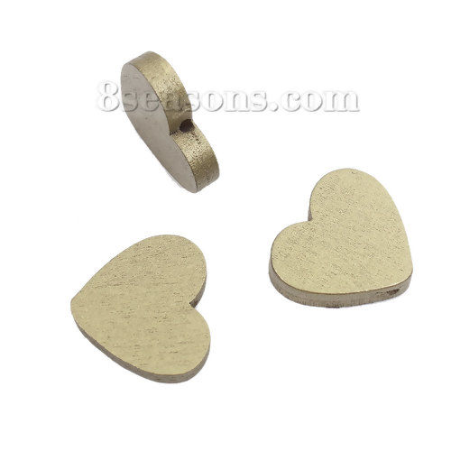 Picture of Wood Spacer Beads Heart Golden 23mm x 21mm, Hole: Approx 2mm, 50 PCs