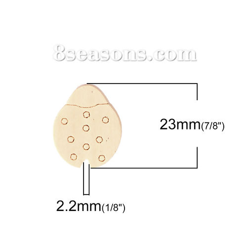 Picture of Natural Wood Spacer Beads Ladybug Animal 23mm x 19mm, Hole: Approx 2.2mm, 50 PCs