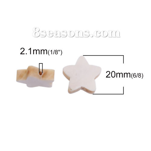 Picture of Natural Wood Spacer Beads Pentagram Star 20mm x 19mm, Hole: Approx 2.1mm, 100 PCs