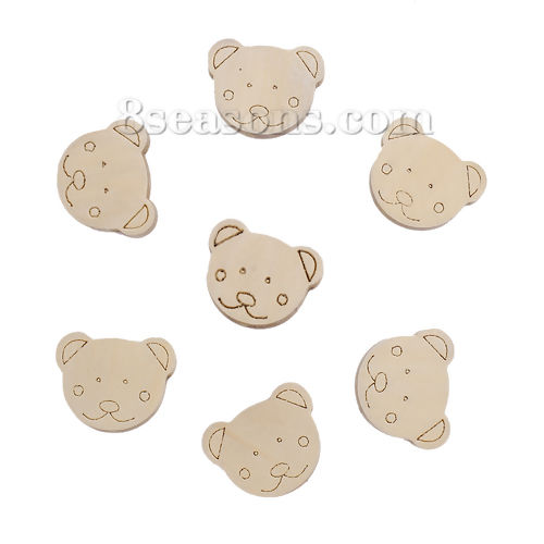 Picture of Natural Wood Spacer Beads Bear Animal 24mm x 19mm, Hole: Approx 2mm, 50 PCs