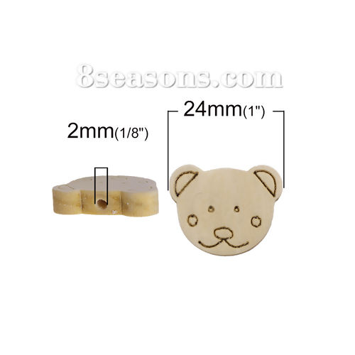 Picture of Natural Wood Spacer Beads Bear Animal 24mm x 19mm, Hole: Approx 2mm, 50 PCs