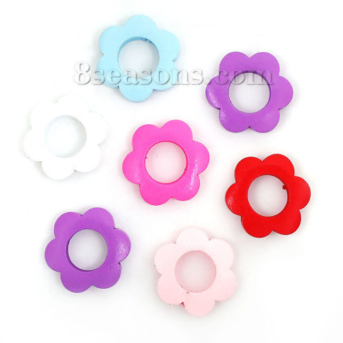 Picture of Wood Spacer Beads Flower At Random Mixed 30mm x 27mm, Hole: Approx 2.2mm, 10 PCs