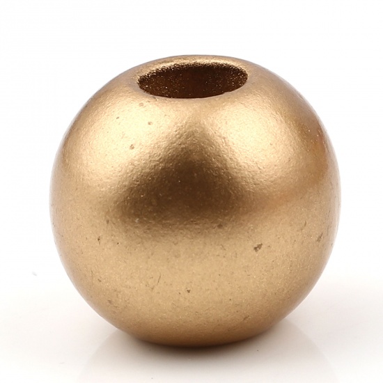 Picture of Hinoki Wood Spacer Beads Ball Golden About 25mm - 24mm Dia., Hole: Approx 9mm, 20 PCs