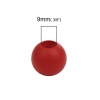 Picture of Hinoki Wood Spacer Beads Ball Red About 25mm - 24mm Dia., Hole: Approx 9mm, 20 PCs