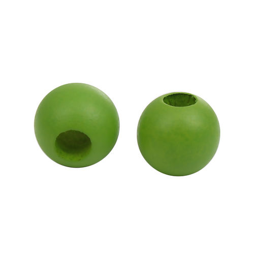 Bild von Hinoki Holz Perlen Rund Grün ca. 25mm D. - 24mm D., Loch:ca. 9mm, 20 Stück