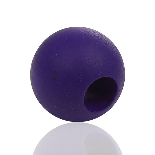 Picture of Hinoki Wood Spacer Beads Ball Purple About 25mm - 24mm Dia., Hole: Approx 9mm, 20 PCs