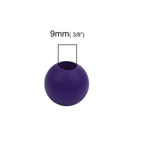 Picture of Hinoki Wood Spacer Beads Ball Purple About 25mm - 24mm Dia., Hole: Approx 9mm, 20 PCs