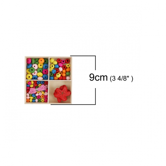 Picture of Wood Spacer Beads Round Multicolor Star Fish About 6mm Dia, 32mm x 28mm, Hole: Approx 2.7mm - 1.8mm, 1 Box