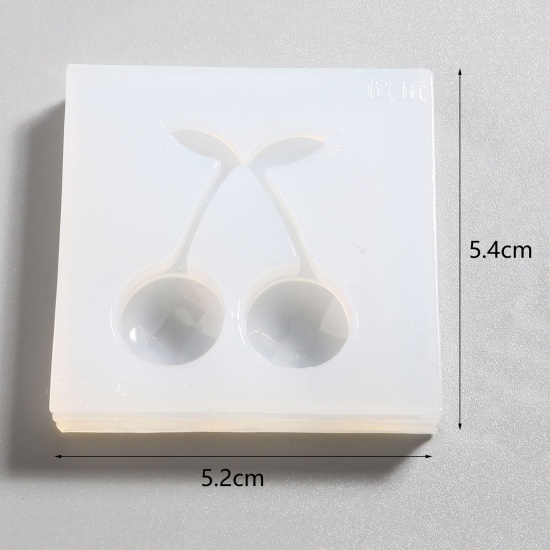 Immagine di Silicone Muffa della Resina per Gioielli Rendendo Quadrato Ciliegia Bianco 54mm x 52mm, 2 Pz