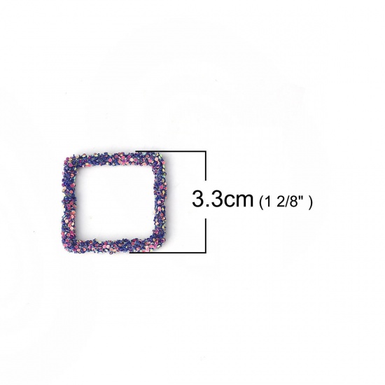 Immagine di PVC Charm Paillette Lustrino Ciondoli Quadrato A Random A Random 33mm x 33mm, 3 Pz