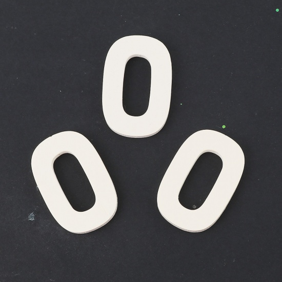 Picture of Wood Spacer Beads Oval White 36mm x 24mm, Hole: Approx 1.2mm, 30 PCs