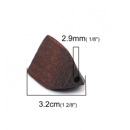 Picture of Wood Spacer Beads Irregular Coffee Faceted 32mm x 20mm, Hole: Approx 2.9mm, 5 PCs
