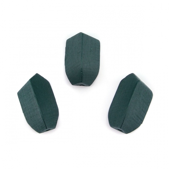 Picture of Wood Spacer Beads Irregular Green Faceted 32mm x 20mm, Hole: Approx 2.9mm, 5 PCs
