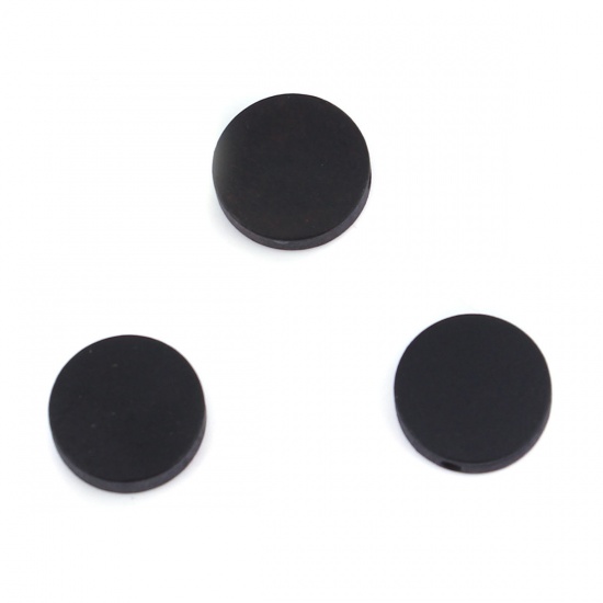 Picture of Wood Spacer Beads Flat Round Black About 15mm Dia, Hole: Approx 2.2mm, 100 PCs