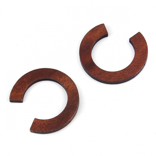 Picture of Wood Spacer Beads C Shape Coffee 46mm x 43mm, Hole: Approx 1.4mm, 20 PCs