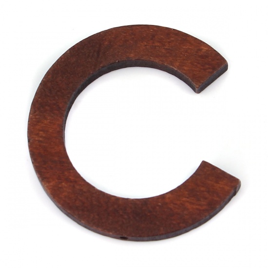 Picture of Wood Spacer Beads C Shape Coffee 46mm x 43mm, Hole: Approx 1.4mm, 20 PCs