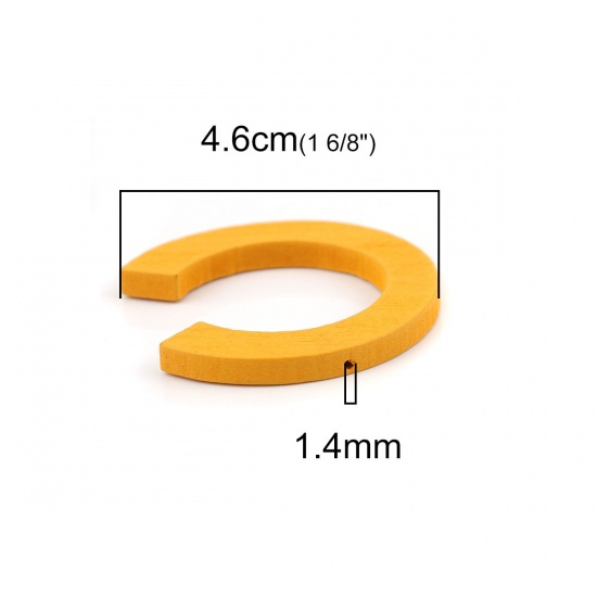 Picture of Wood Spacer Beads C Shape Yellow 46mm x 43mm, Hole: Approx 1.4mm, 20 PCs