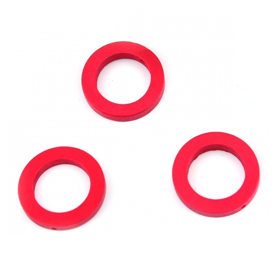 Picture of Wood Spacer Beads Circle Ring Red About 30mm Dia, Hole: Approx 1.7mm, 50 PCs
