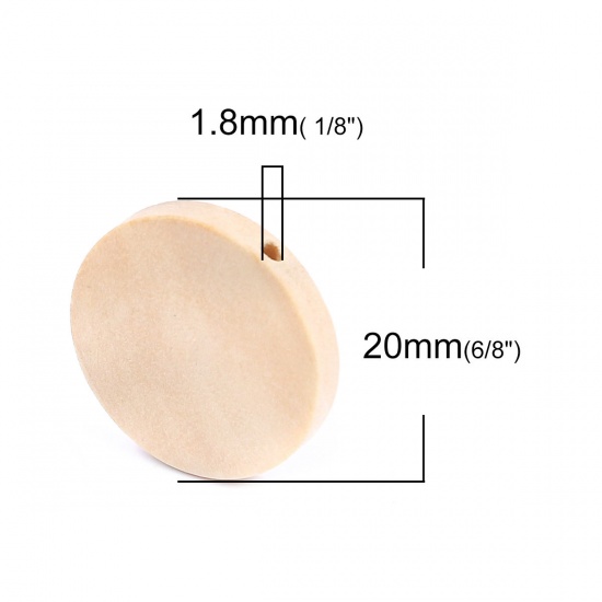 Immagine di Legno Separatori Perline Tondo Piatto Naturale Circa: 20mm Dia, Foro: Circa 1.8mm, 50 Pz