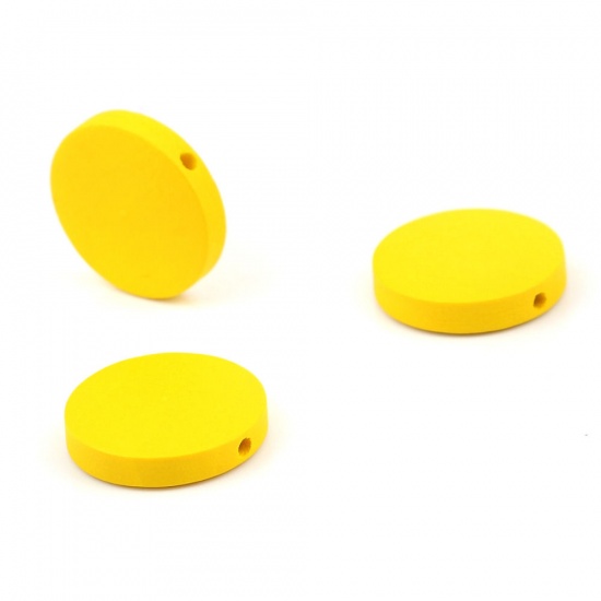 Immagine di Legno Separatori Perline Tondo Piatto Naturale Circa: 20mm Dia, Foro: Circa 1.8mm, 50 Pz