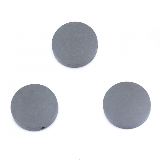 Picture of Wood Spacer Beads Flat Round Gray About 20mm Dia, Hole: Approx 1.8mm, 50 PCs