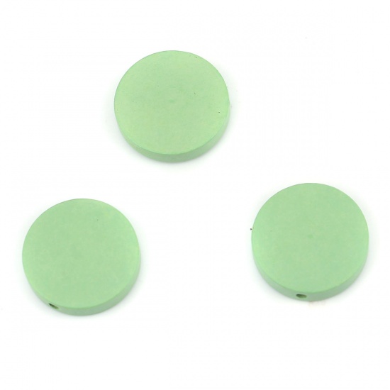 Immagine di Legno Separatori Perline Tondo Piatto Menta Verde Circa: 20mm Dia, Foro: Circa 1.8mm, 50 Pz