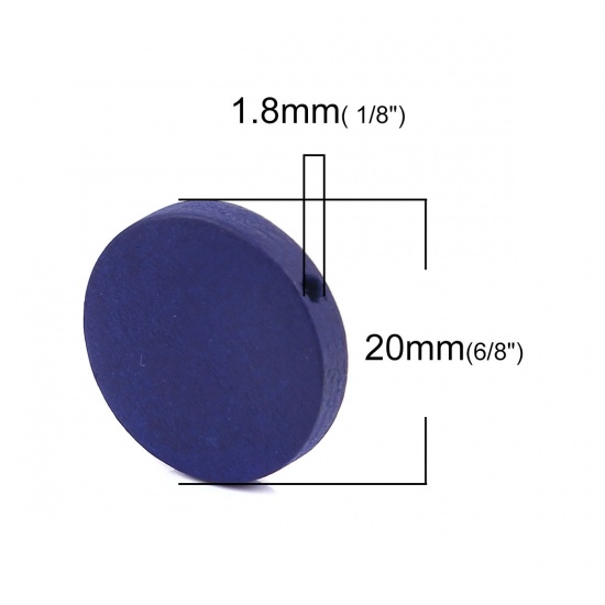 Изображение Деревянные Бусины Плоские Круглые, темно-синий 20мм диаметр, 1.8мм, 50 ШТ