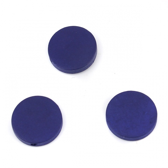Picture of Wood Spacer Beads Flat Round Navy Blue About 20mm Dia, Hole: Approx 1.8mm, 50 PCs